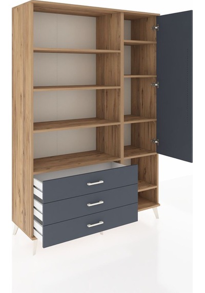 Hyperion Dolap 9 Raflı 3 Çekmeceli Tek Kapaklı 132x44x195 Çam-antrasit/antrasit Antrasıt/antrasıt Hyperion Dolap 9 Raflı 3 Çekmeceli Tek Kapaklı 132x44x195 Çam-antrasit/antrasit Antrasıt/antrasıt