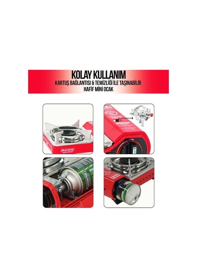 Orcamp Portatif Mini Kamp Ocağı Kırmızı Çantalı Kırmızı