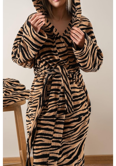 Soley Tiger %100 Pamuk Kadife Kadın / Erkek Unisex Bornoz Renksiz