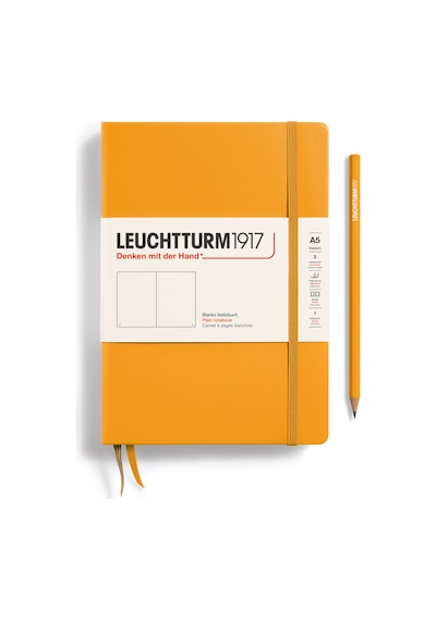 Leuchtturm1917 Not Defteri Orta Boy A5 , Sert Kapak, 251 Numaralandırılmış Sayfa, Düz, Gündoğumu Sarı