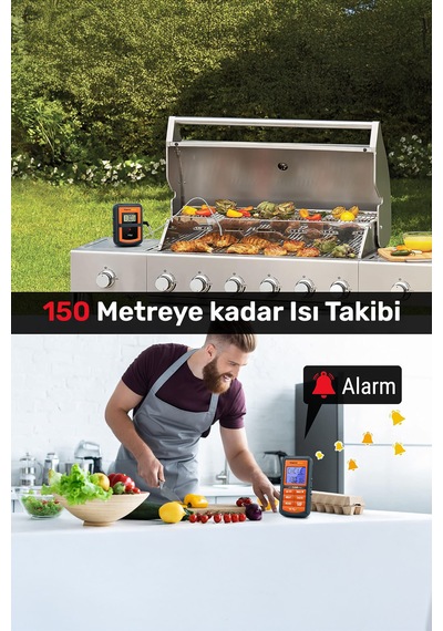 ThermoPro TP07C Alarmlı, Aydınlatmalı ve Kablosuz 150m Menzilli Profesyonel Gıda Pişirme Termometre