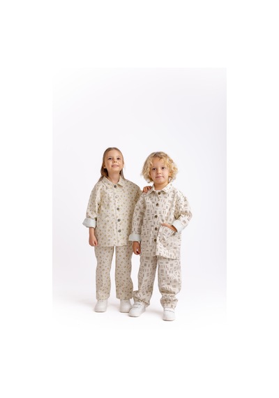 Oliven The Kid Çiçek Gabardin Kız Çocuk Pantolon Ekru