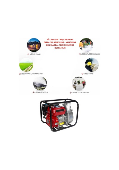 Ekinler Eea262 3 İnç Benzinli Su Pompası 6.5 Hp - Yüksek Basınçlı Su Motoru