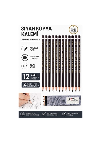 Siyah Kopya Kalemi 12 Adet Fatih Dermo Siyah Kopya Kalemi Deri Ve Cilt Kalemi