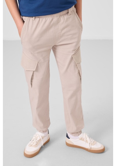 Tommy Life Taş Standart Fit Dokuma Hafif Esnek Chino Erkek Çocuk Pantolon - 11271 Taş