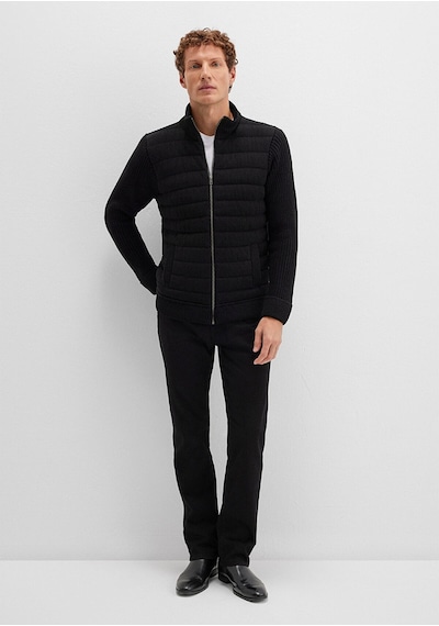 Mavi Fermuarlı Siyah Triko Hırka Slim Fit / Dar Kesim 070697-900 No Color