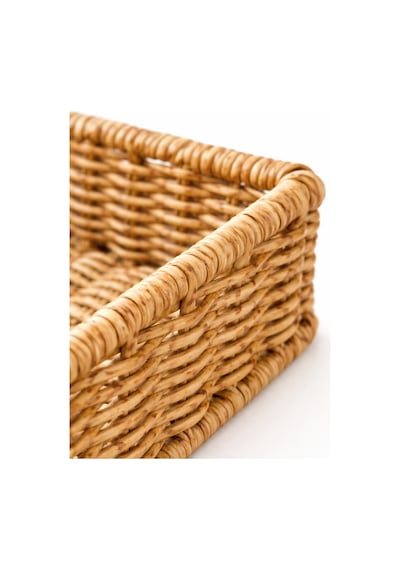 Rattan Hasır Peçetelik 17.5x17.5x6.5 Cm Standart Peçete Uyumlu Dekoratif Sunumluk Açık Kahverengi