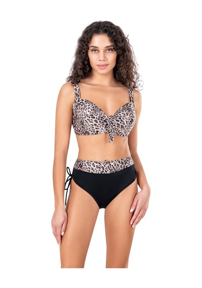 Endeep Kadın Büyük Beden Balenli Leopar Desenli Bikini Takımı