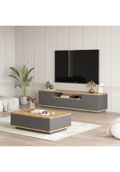 Aven Tv Ünitesi Orta Sehpa 2'li Set Çam-antrasit Ave17-aa Atlantik Çam - Antrasit Aven Tv Ünitesi Orta Sehpa 2'li Set Çam-antrasit Ave17-aa Atlantik Çam - Antrasit