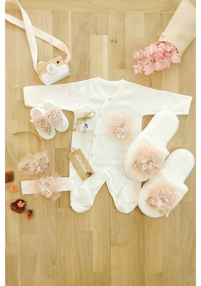 Dkc Lohusa Anne Ve Bebek Terlik Taç Seti Takım
