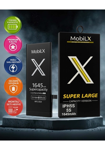 Mobilx Apple Uyumlu iPhone  5s Batarya Pil Süper Yüksek Kapasiteli Güçlendirilmiş 1645 Mah