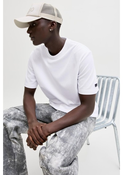 Jack & Jones Core Erkek Tişört Logo Detaylı Kısa Kollu Bisiklet Yaka Beyaz