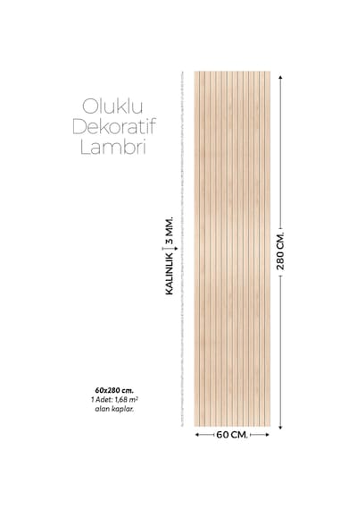 Brano Naturel Ahşap Desen Duvar Lambiri 60x280 Cm-kendinden Yapışkanlı 1102