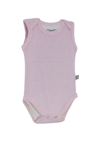 Uygunbebe Boumini Kolsuz Bebek Çıtçıtlı Askılı Body Pembe Çizgili Zarf Yaka 0-36 Ay