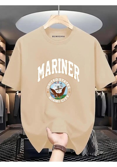 Marıner Unıted States Mıamı Cıty Baskılı Oversize Tişört Bej