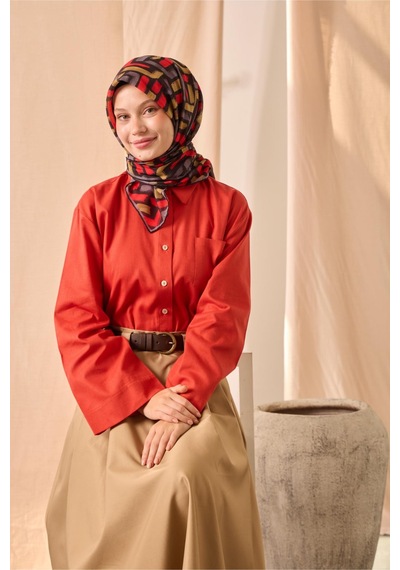 Silk Home Soft Eşarp 73096-03 Siyah, Mercan, Hardal, Eski Lavanta