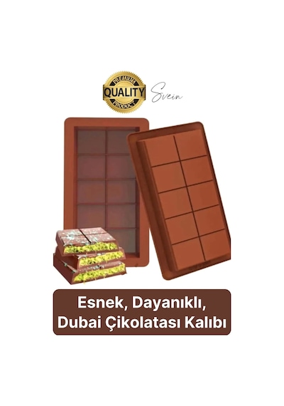 10 Bölmeli Dubai Çikolatası Kalıbı Silikon Bpa Free Kek Yapma Yıkanabilir Isıya Dayanıklı Esnek Standart