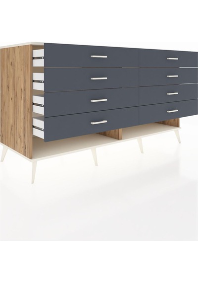 Kronos Konsol 8 Çekmeceli 176x59x99 Çam-aytaşı/antrasit Çam-aytaşı/antrasit