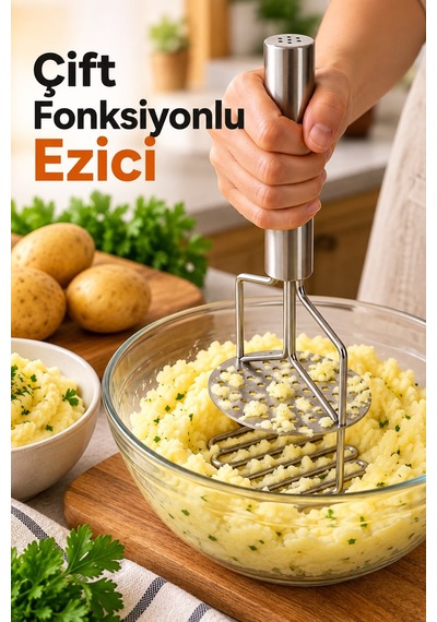 8 Parça Paslanmaz Çelik Mutfak Gereçleri Seti Sarımsak Ezici, Patates Ezici, Pizza Kesici, Soyacak, Limon Sıkacağı Gümüş