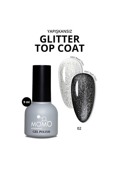 Momo Professional Kalıcı Oje İçin Glitter Top Coat 02 9 Ml 0