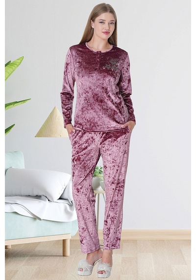 Mecit Pijama Lohusasepeti 5721 Kadife Lohusa Pijama Takımı 001