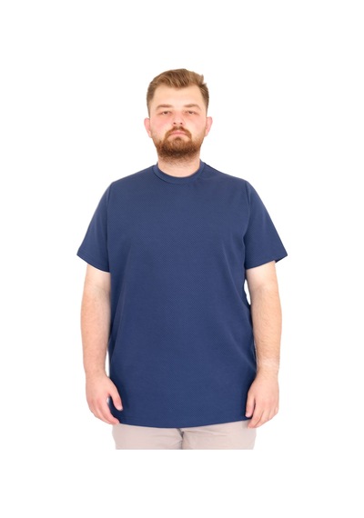 Mode Xl Büyük Beden Erkek T-shirt Bisiklet Yaka Dore U25034 İndigo İndigo