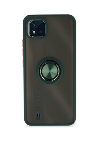 Uryport Realme C11 2021 Kılıf Montreal Yüzüklü Silikon Kapak - Yeşil