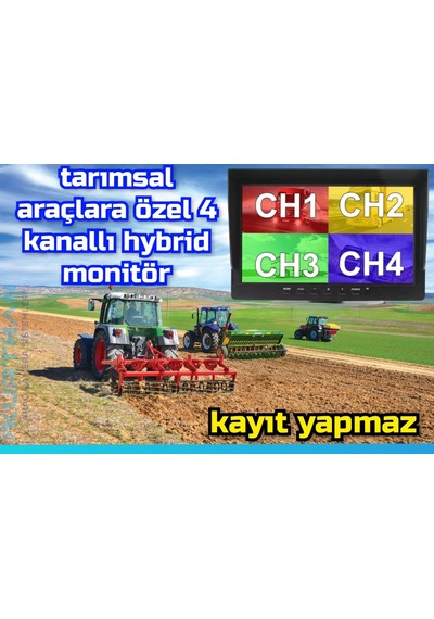 7 İnç Hybrid Monitör 4 Kanallı - Kamerasız Kayıt Yapmaz 12-24...