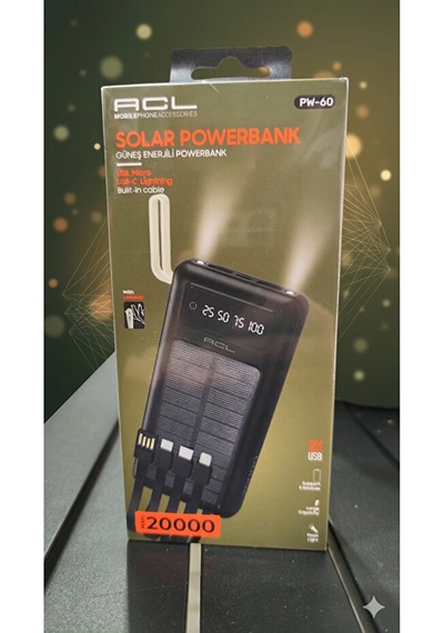 20.000 Mah Solar Güneş Enerjili Powebank - Acl Çoklu Renk