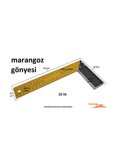 Marangoz Gönye 25cm Cetvel Köşe Gönye Çizim Gönyesi Tasarım Gönye