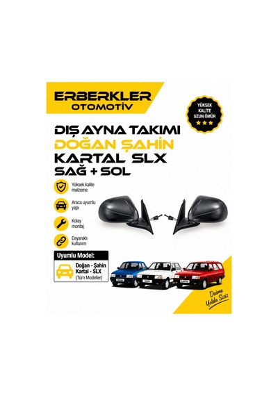 Tofaş Doğan Şahin Kartal Slx Sağ + Sol Dış Ayna Takımı Uyumlu - Erb1921
