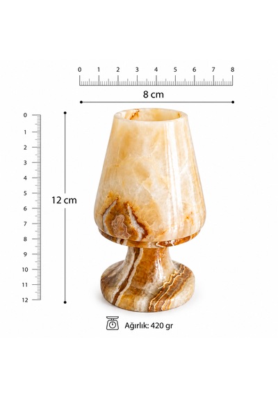 Doğal Oniks Taş Mumluk 12x8 Cm El Yapımı Geçmeli Mumluk Işık Geçiren Premium Dekoratif Şamdan Yemek Masası Ve Özel Gün Hediyesi Bej