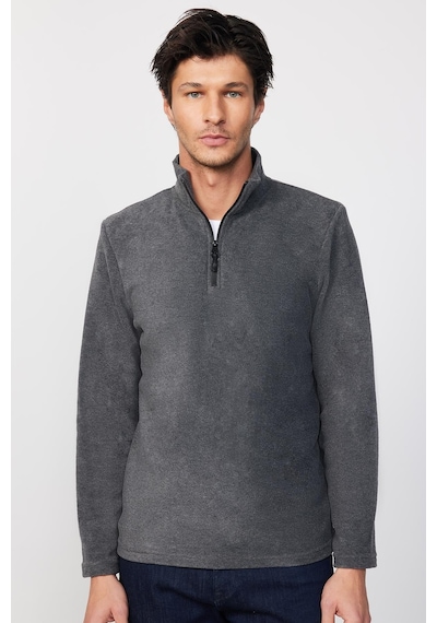Tudors Erkek Standart Fit Rahat Kesim Tüylenme Yapmayan Soğuk Geçirmez Antrasit Dik Yaka Polar Sweatshirt-30140-antrasit Antrasit