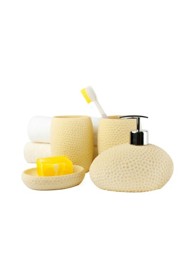 SARI PETEK 4 LÜ BANYO SETİ 20x20x13cm Sarı