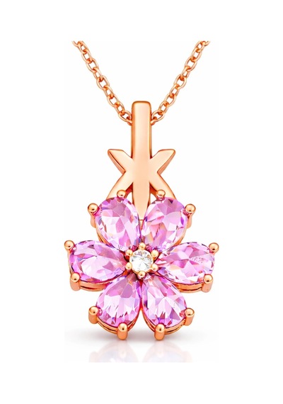 Gümüş Rose Pembe Sevgi Çiçeği Kadın Kolye Gümüş Gümüş