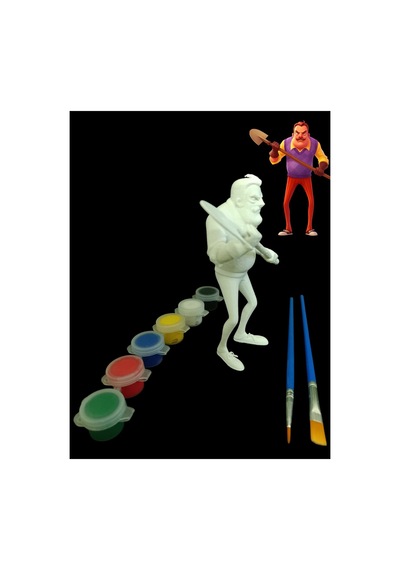 3d Hello Neighbor Figür Boyama Seti - Kendin Boya Hobi Ve Etkinlik Seti - Akrilik Boya + 2 Fırça