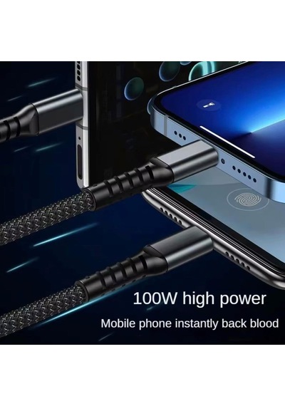 100w Çok Hızlı Kopmaz Spiral 3 Başlıklı Çok Hızlı Şarj Kablosu Telefon Tablet Uyumlu Carplay Diğer
