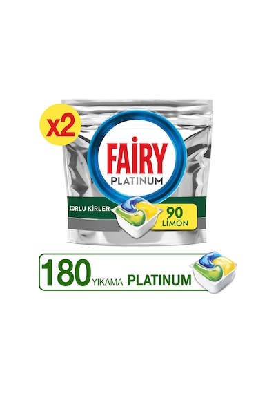 Fairy Platinum Limon Kokulu Bulaşık Makinesi Deterjanı 2 x 90 Tablet