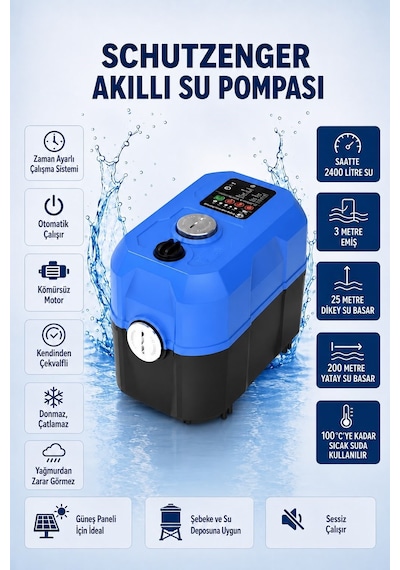 Kr-3000w Akıllı Su Pompası 2 Kat İçin Ayarlanabilir Zaman Ayarlı Kömürsüz Motor 200mt Yatay Su Atar