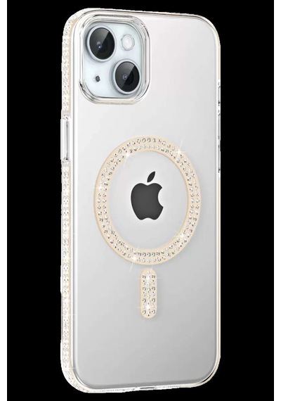 İphone 14 Move Taşlı Magsafe Kapak - Pembe