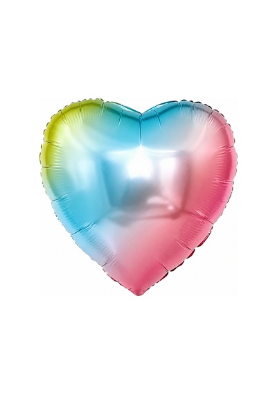 Rainbow Kalp Folyo Balon 18 İnç Doğum Günü Parti Süsü Dekorasyon Balonu Helyumlu Çok Renkli