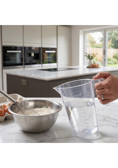 Plastik Kulplu Ölçü Kabı Beher 1 Litre Şeffaf