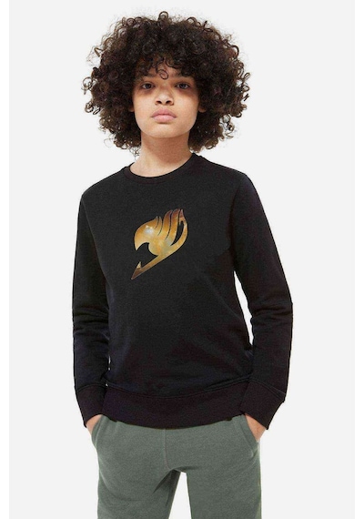 Tshirthane Anime Fairytail Logo Baskılı Unisex Çocuk Siyah Sweatshirt
