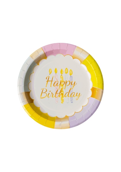 Birthday Kağıt Tabak 26 Cm 12'li Paket Beyaz