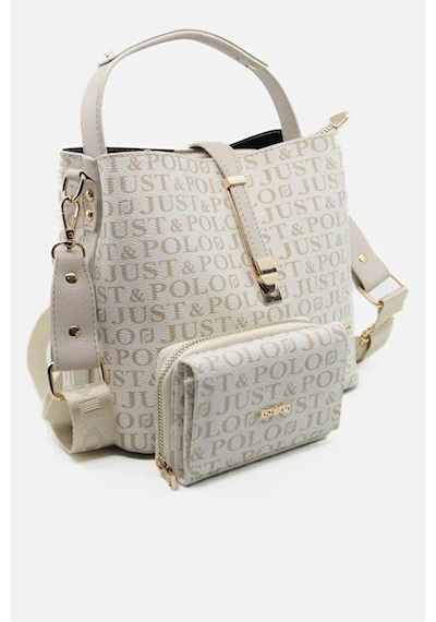 Just Polo Kadın Su Geçirmez Şık El & Omuz Çantası Ve Cüzdanı Kombin Shopper Vizon