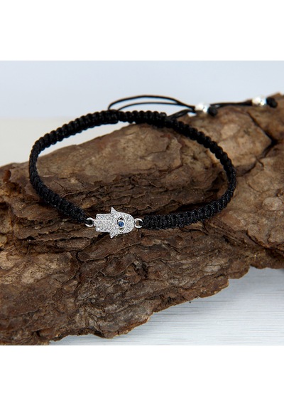 Kuyumcudukkani "hamsa"makrome İpli Bileklik- 40047-w-w-blk Beyaz