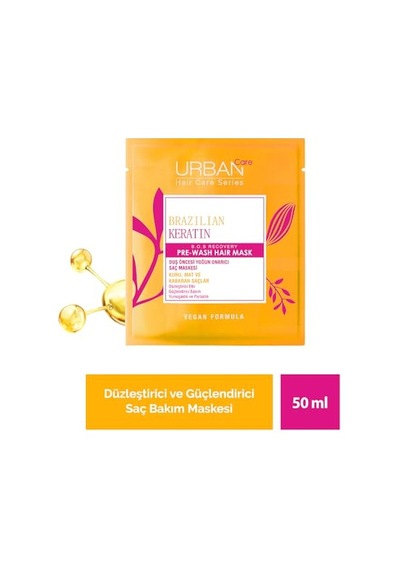 Urban Care Brezilya Keratin Düzleştirici Etkili Duş Öncesi Saç Bakım Maskesi 50 Ml-vegan Düzleştirici