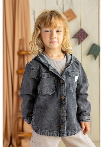 Oliven The Kid Oliventhekid Unisex Kapüşonlu Kot Ceket Siyah Siyah