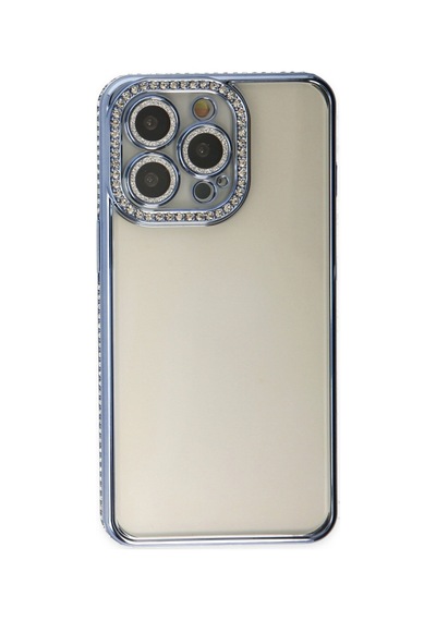 Apple iPhone  Uyumlu,  14 Pro Kılıf Joke Taşlı Silikon - Mavi