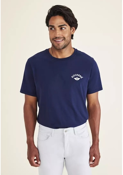 Dockers Erkek Minimalist T-shirt - Kısa Kol Yuvarlak Yaka Günlük Mavi
